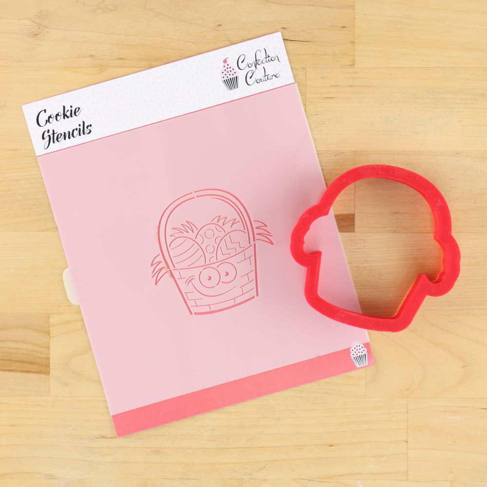 Easter Basket Paint Your Own Cookie Stencil with matching cookie cutter