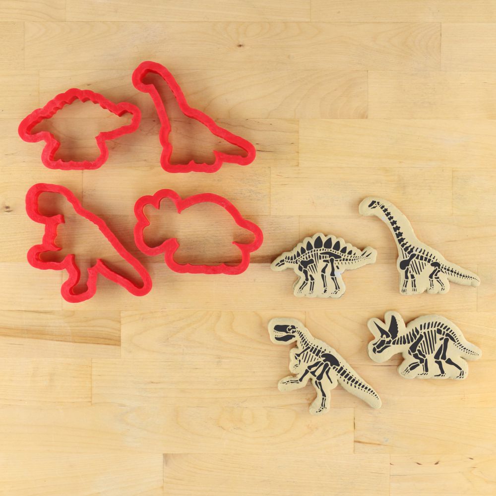 Dinosaur Skeleton Cookie Stencil with Dinosaur cookie cutters