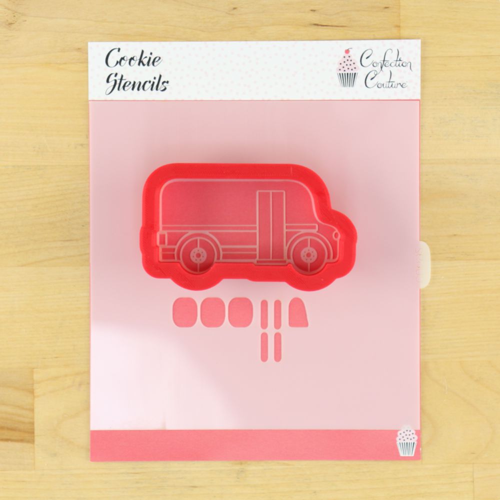 School Bus Cookie Stencil with Cookie Cutter