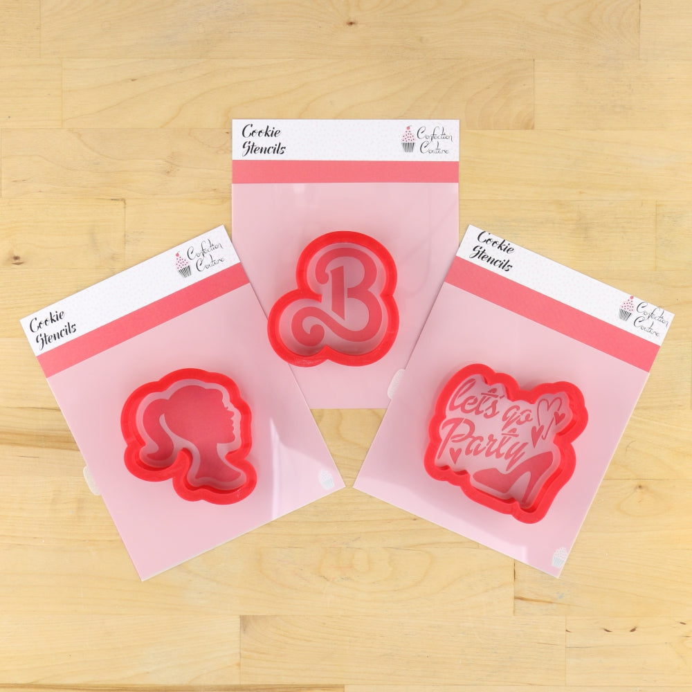 Let's Go Party Cookie Stencil Set with Matching Cookie Cutters
