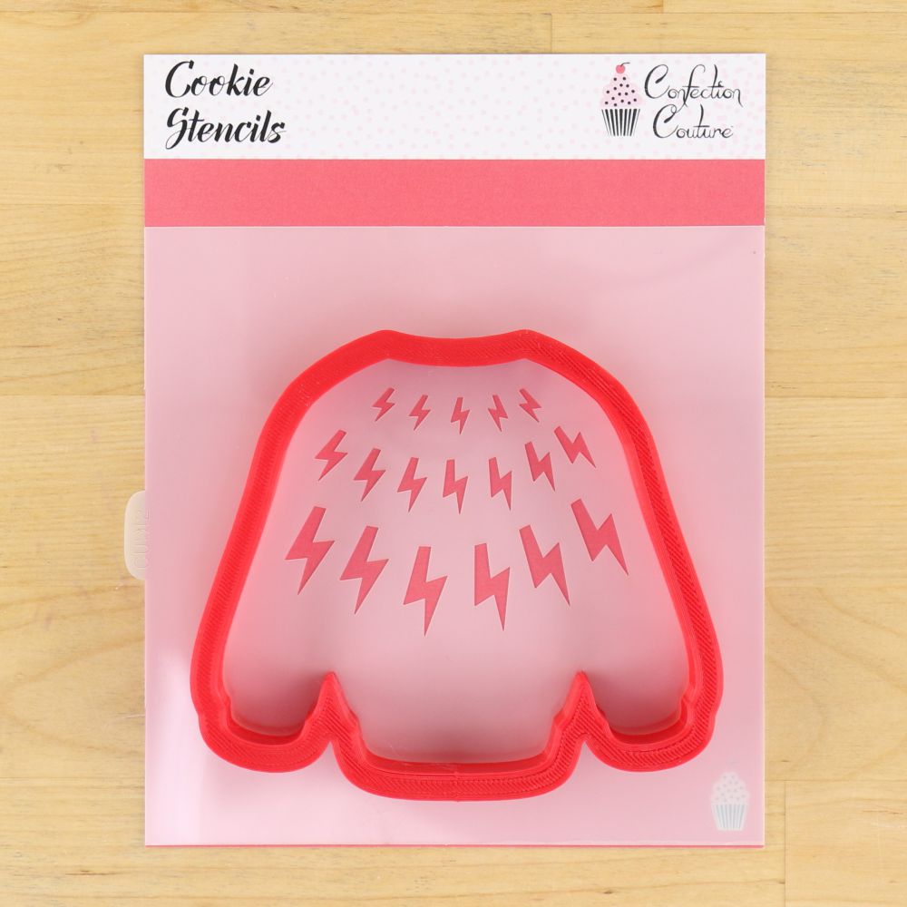 Lightning Sweater Cookie Stencil with matching cookie cutter