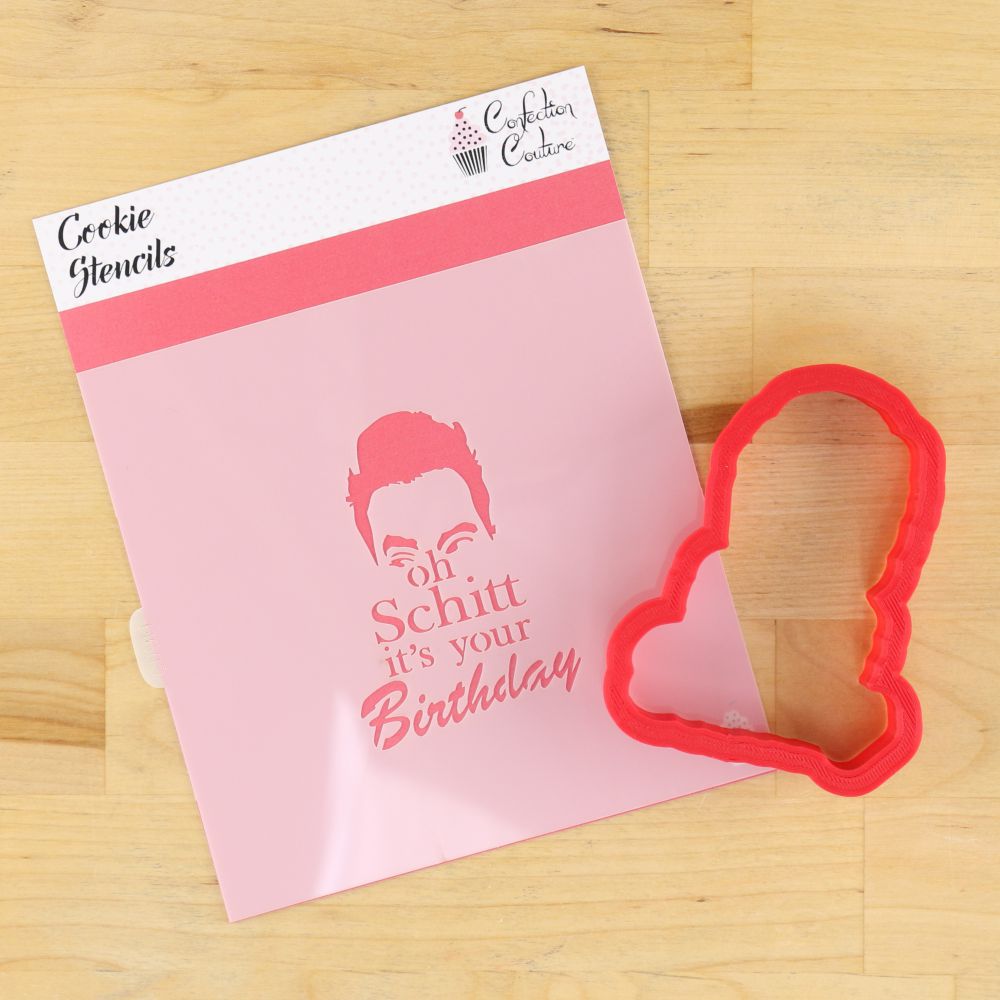 Schitt's Creek Birthday Cookie Stencil with matching cookie cutter