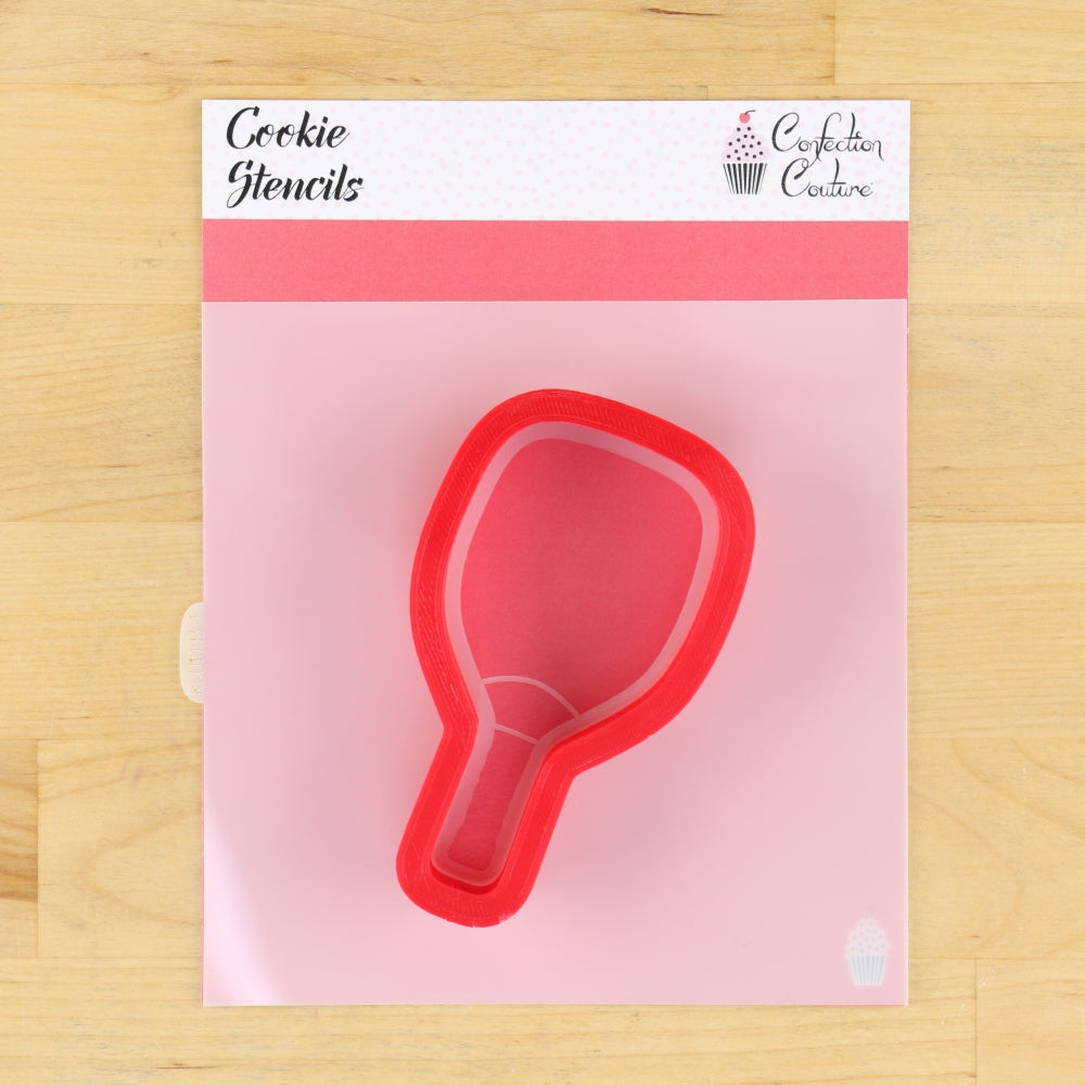 Pickleball Paddle Cookie Stencil with matching pickleball paddle cookie cutter