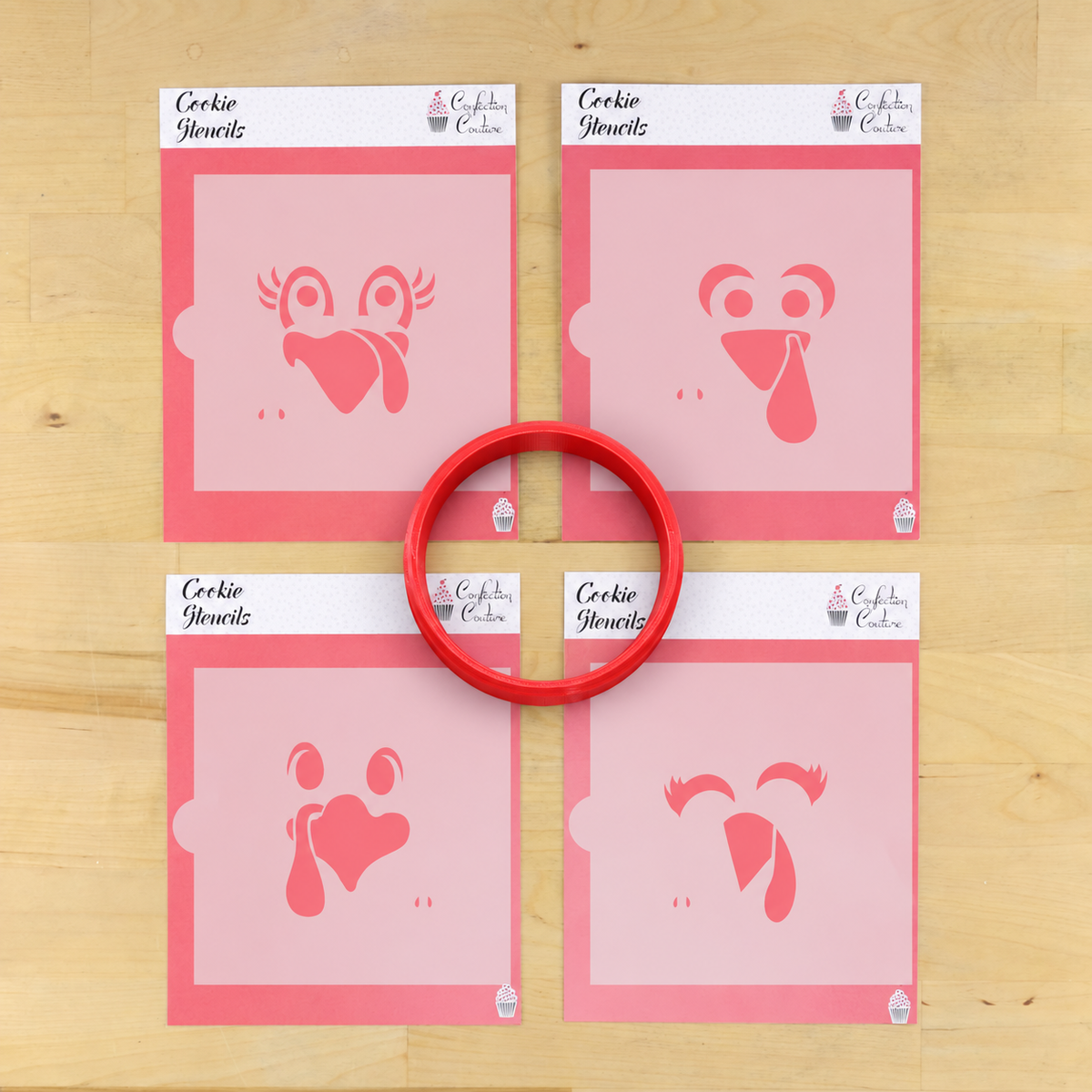 Turkey Faces Thanksgiving Cookie Stencil Set