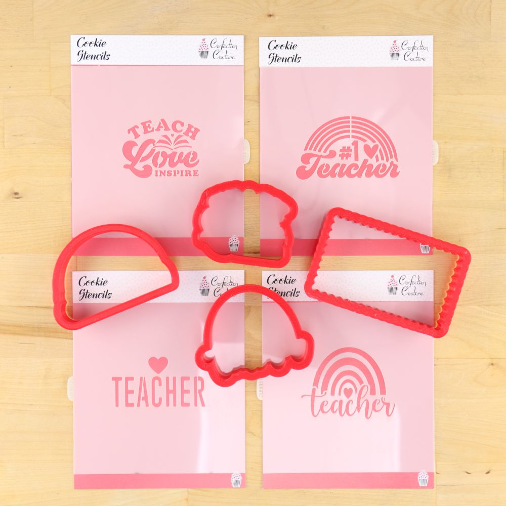 Teach Love Inspire Cookie Stencil Set for Teacher Appreciation Cookies