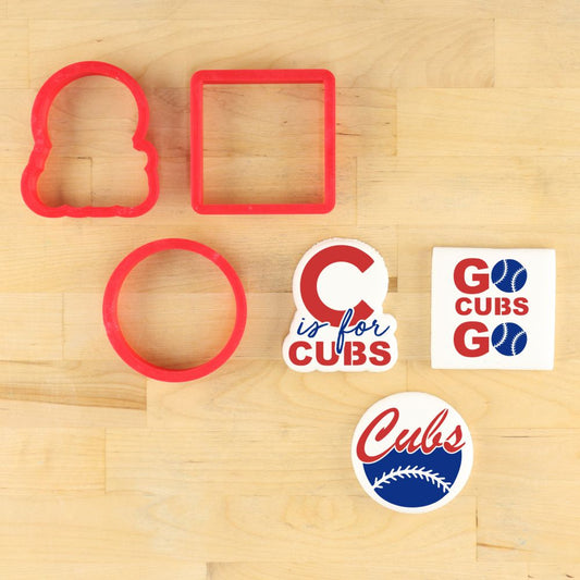 C is for Cubs Baseball Cookie Stencil Set with matching cookie cutters