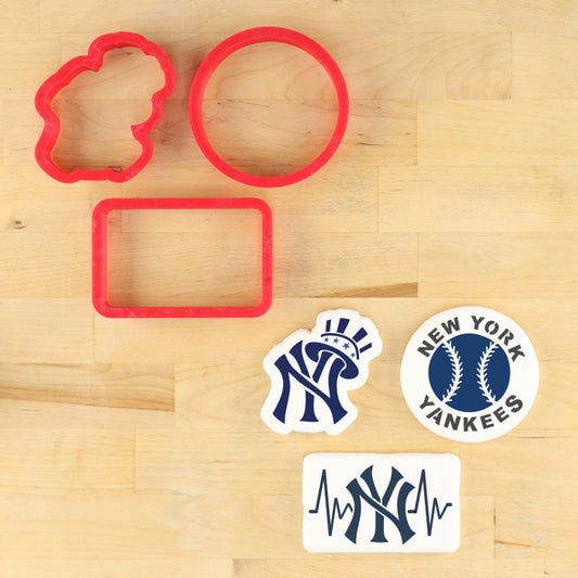 New York Baseball Fan Cookie Stencil Set with matching cutters