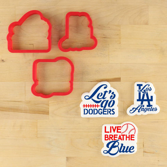 Dodgers Baseball Live Breathe Blue Baseball Cookie Stencil Set