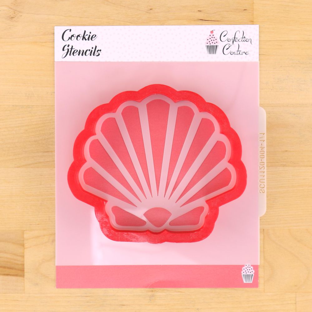 Shell Shaped Cookie Stencil With Shell Shaped Cookie Cutter