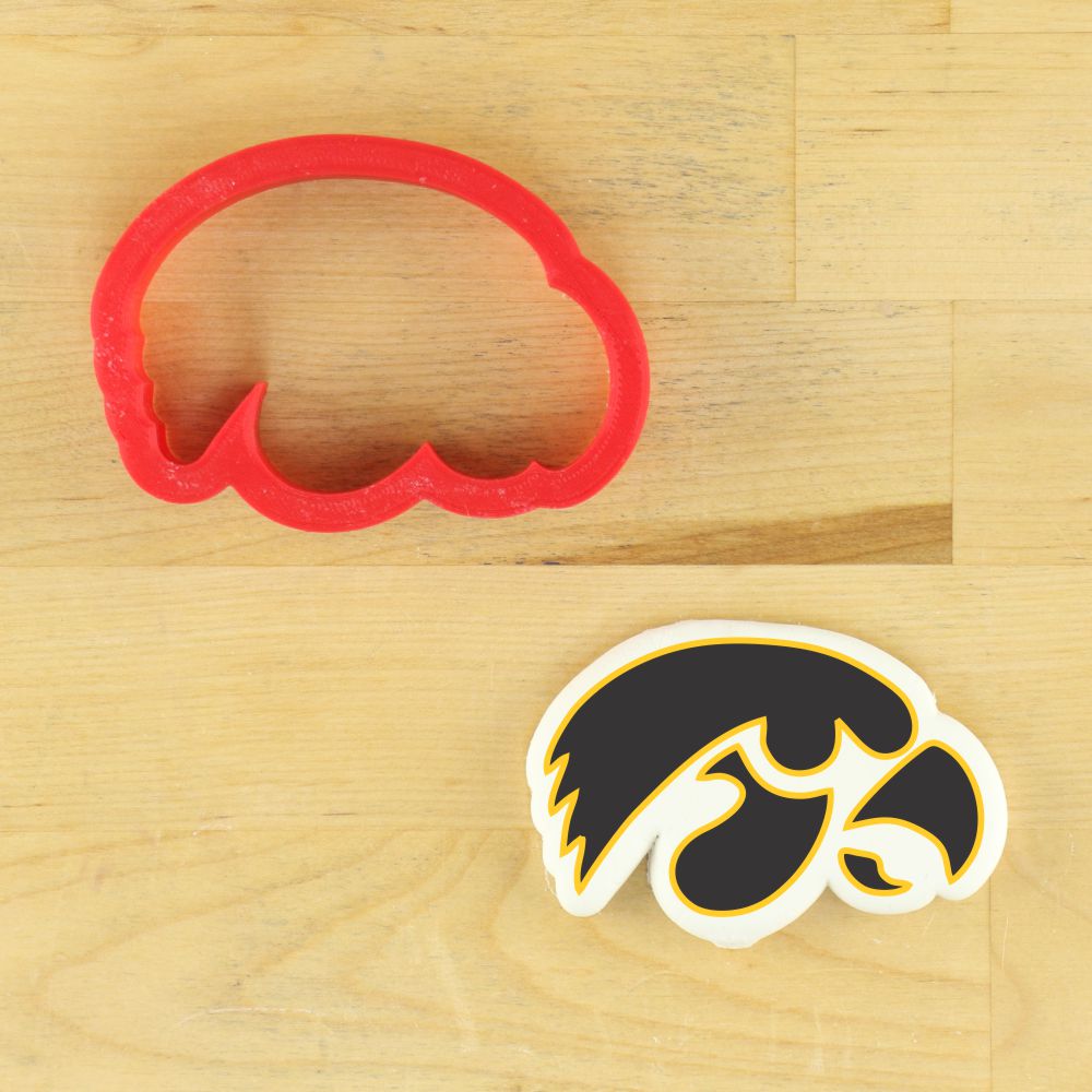 Hawk Head Mascot Cookie Stencil with matching cutter for festive baking and Iowa team celebrations.