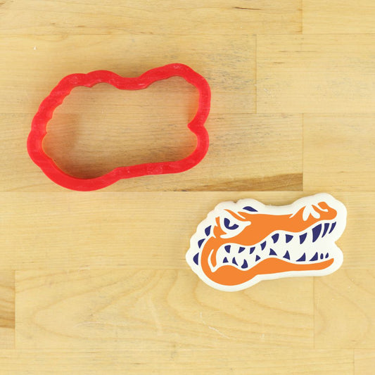 Alligator mascot cookie stencil and cutter set, perfect for team-themed cookies and sporting events.