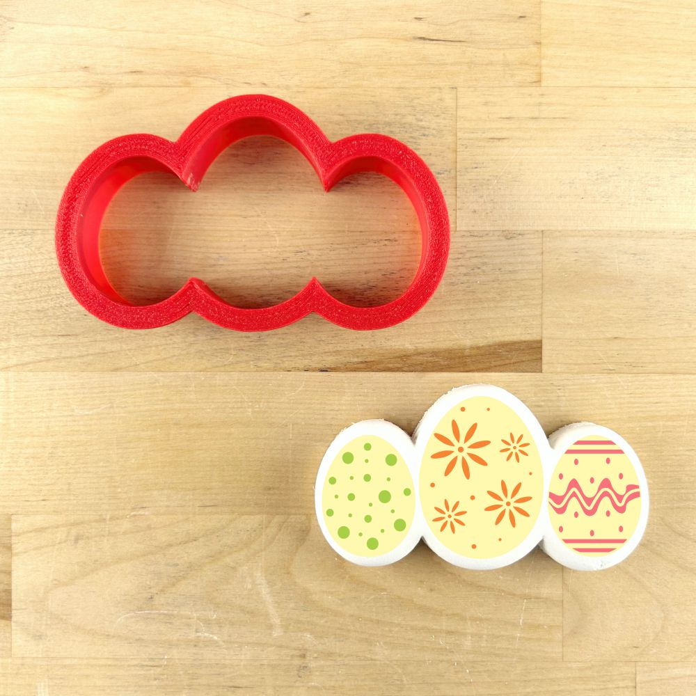 Easter Egg Trio Cookie Stencil and matching cutter for festive cookie decorating.