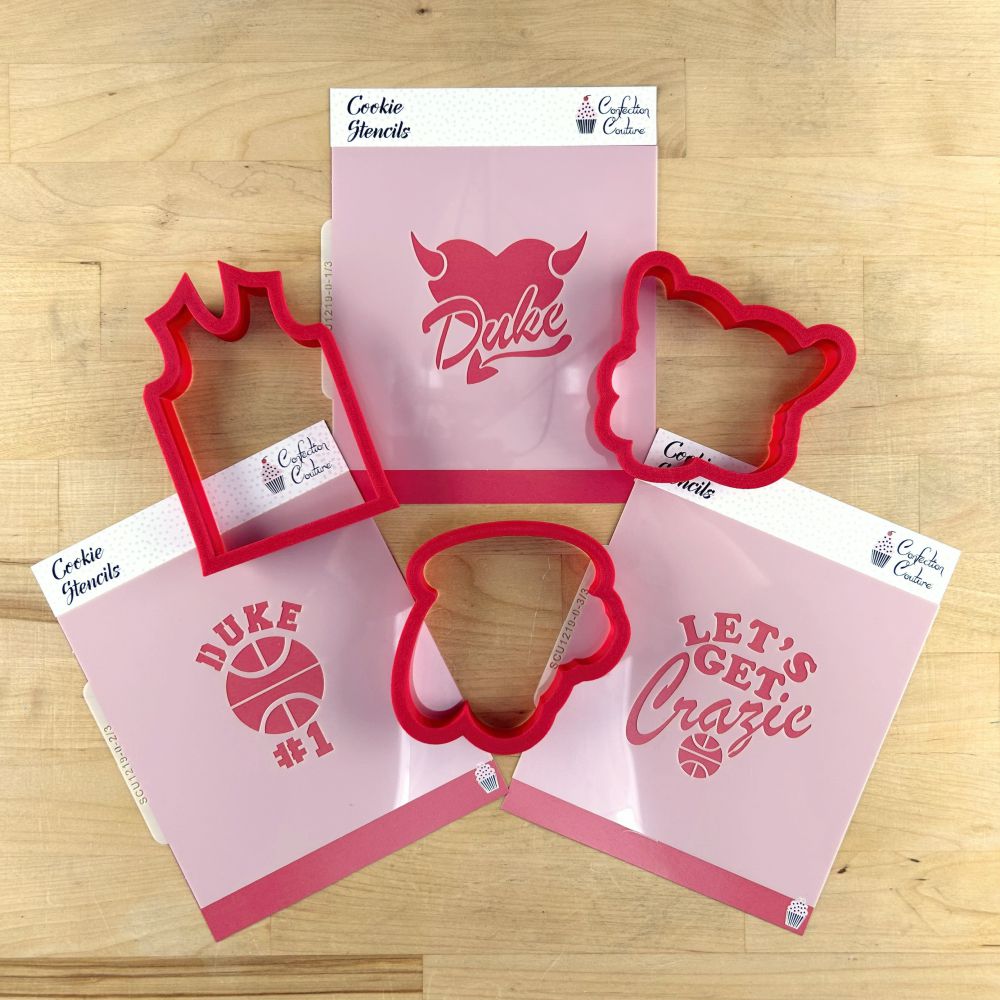 Let's Get Crazie Cookie Stencil Set featuring cookie cutters and stencils for decorating fun cookies.