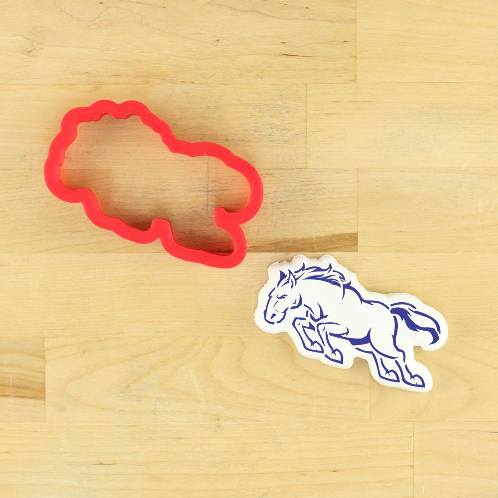 Bucking Bronco Mascot Cookie Stencil with Bronco shaped cookie cutter