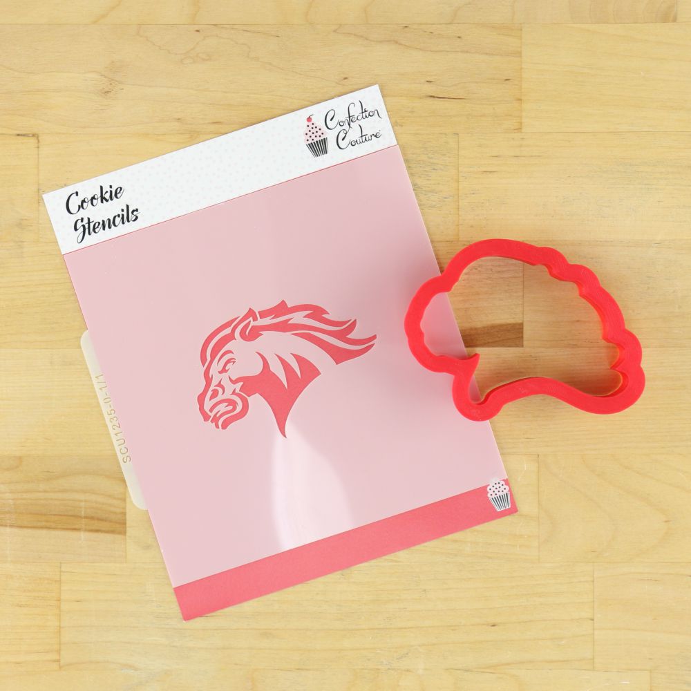 Broncos Mascot Cookie Stencil and Matching Cookie Cutter