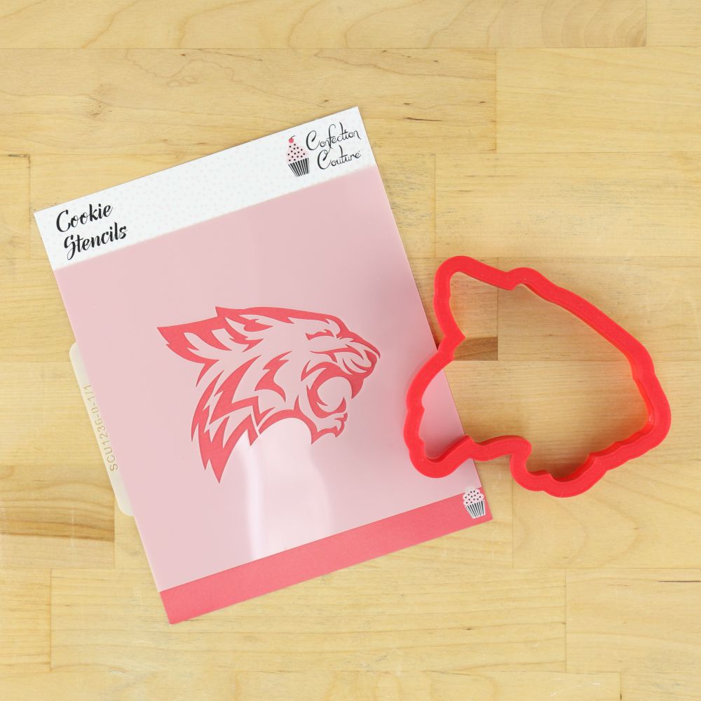 Wildcat Mascot Cookie Stencil and Matching Cookie Cutters