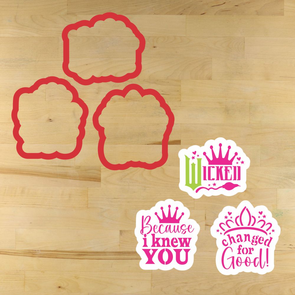Changed for Good Cookie Stencil Set with various designs for decorating cookies, ideal for themed parties.
