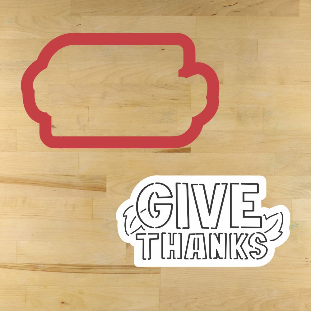 mockup of the give thanks stencil set and matching cookie cutter