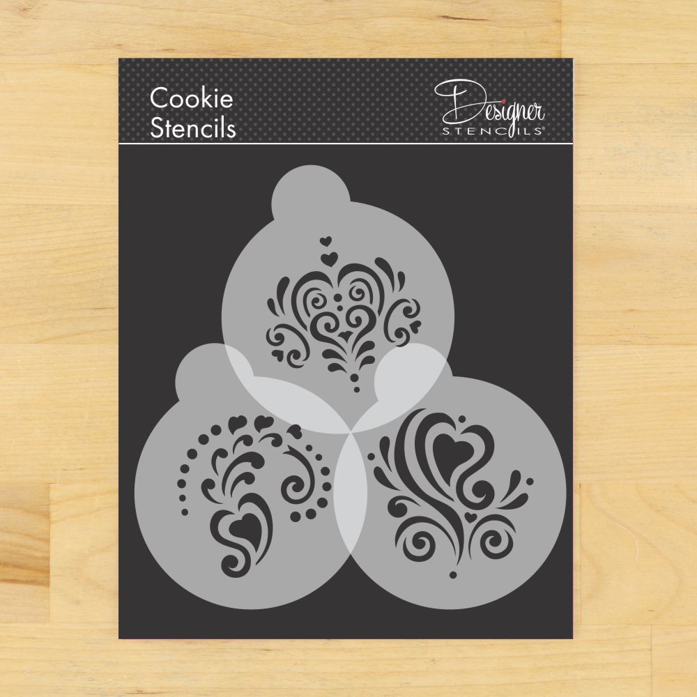 Amore Round Cookie Stencil Set by Designer Stencils