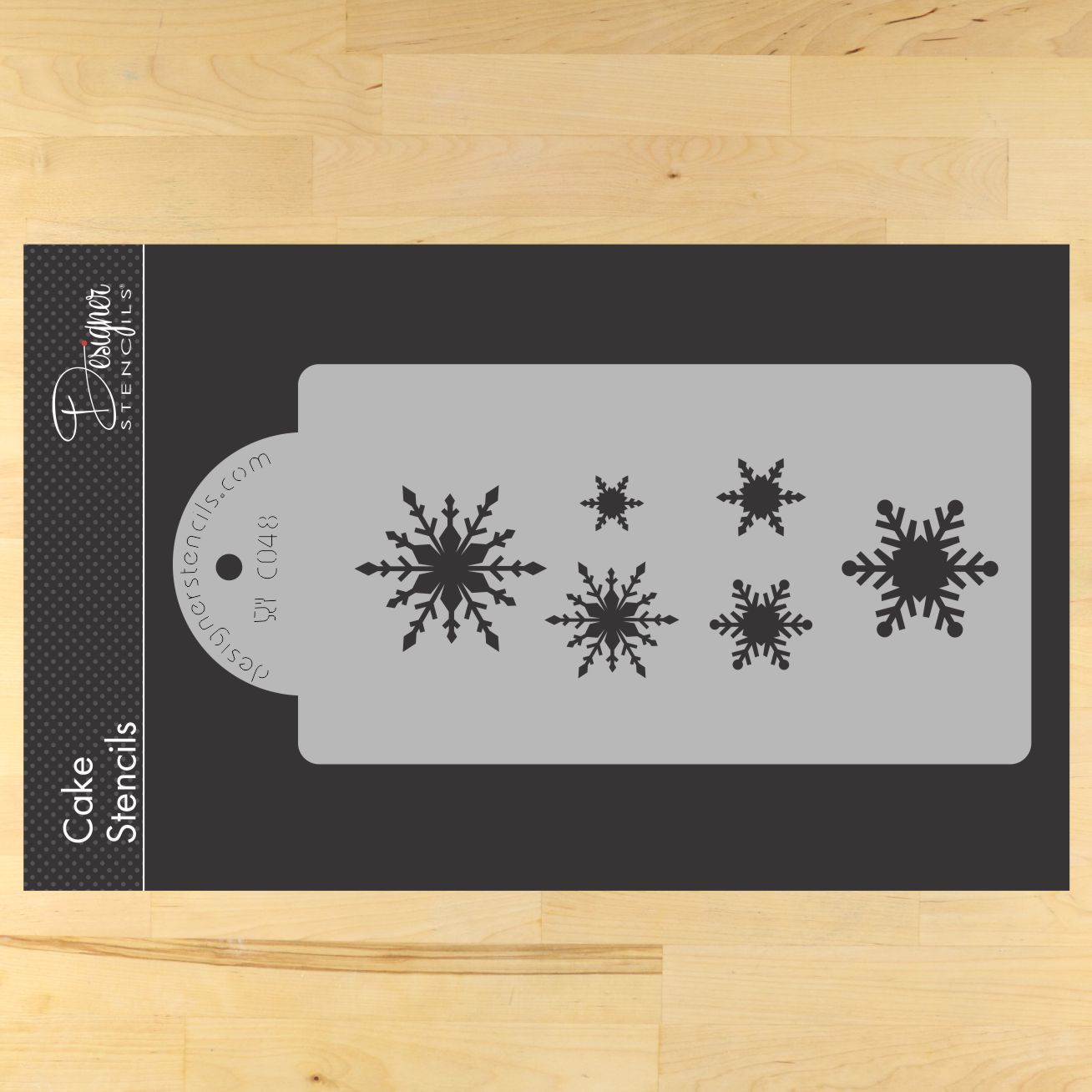 Snowflake Cake Stencil Side by Designer Stencils