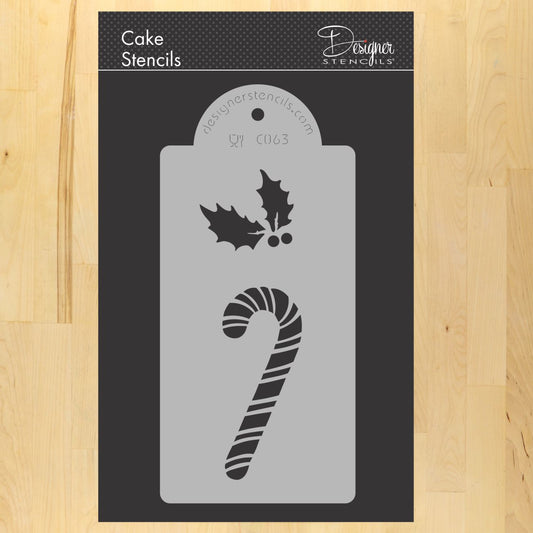 Candy Cane and Holly Cake Stencil by Designer Stencils