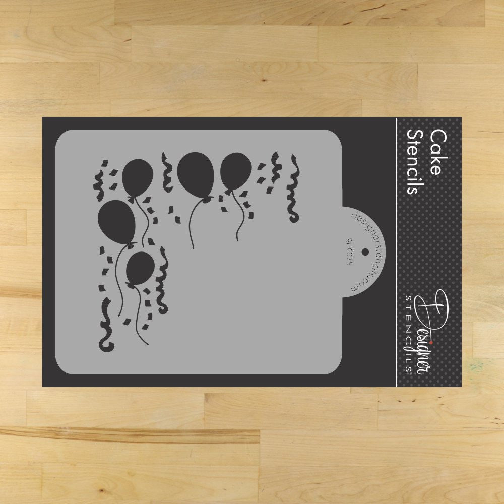 Balloons and Streamers Cake Stencil Top by Designer Stencils