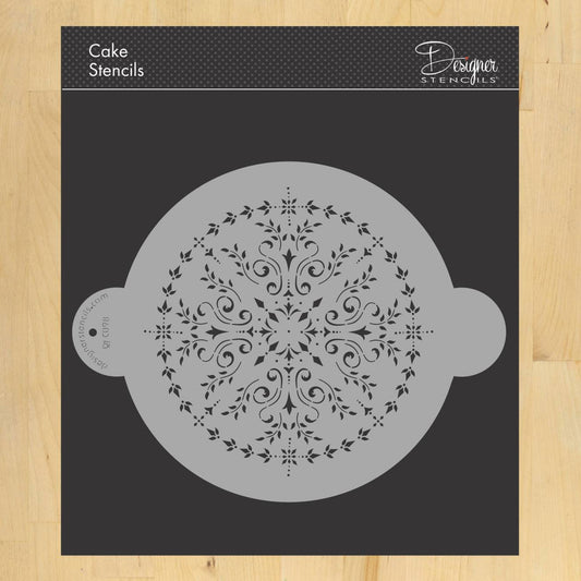 Round Medallion Cake Stencil Top by Designer Stencils