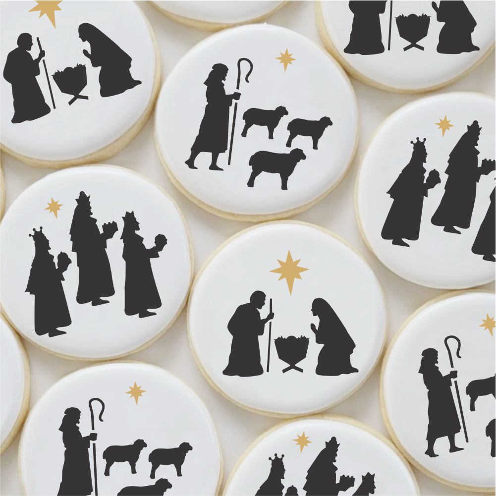Nativity Scene Cookies using Nativity Scene Cookie Stencils