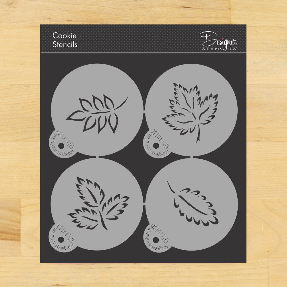 Brush Stroke Leaves Round Cookie Stencil Set by Designer Stencils