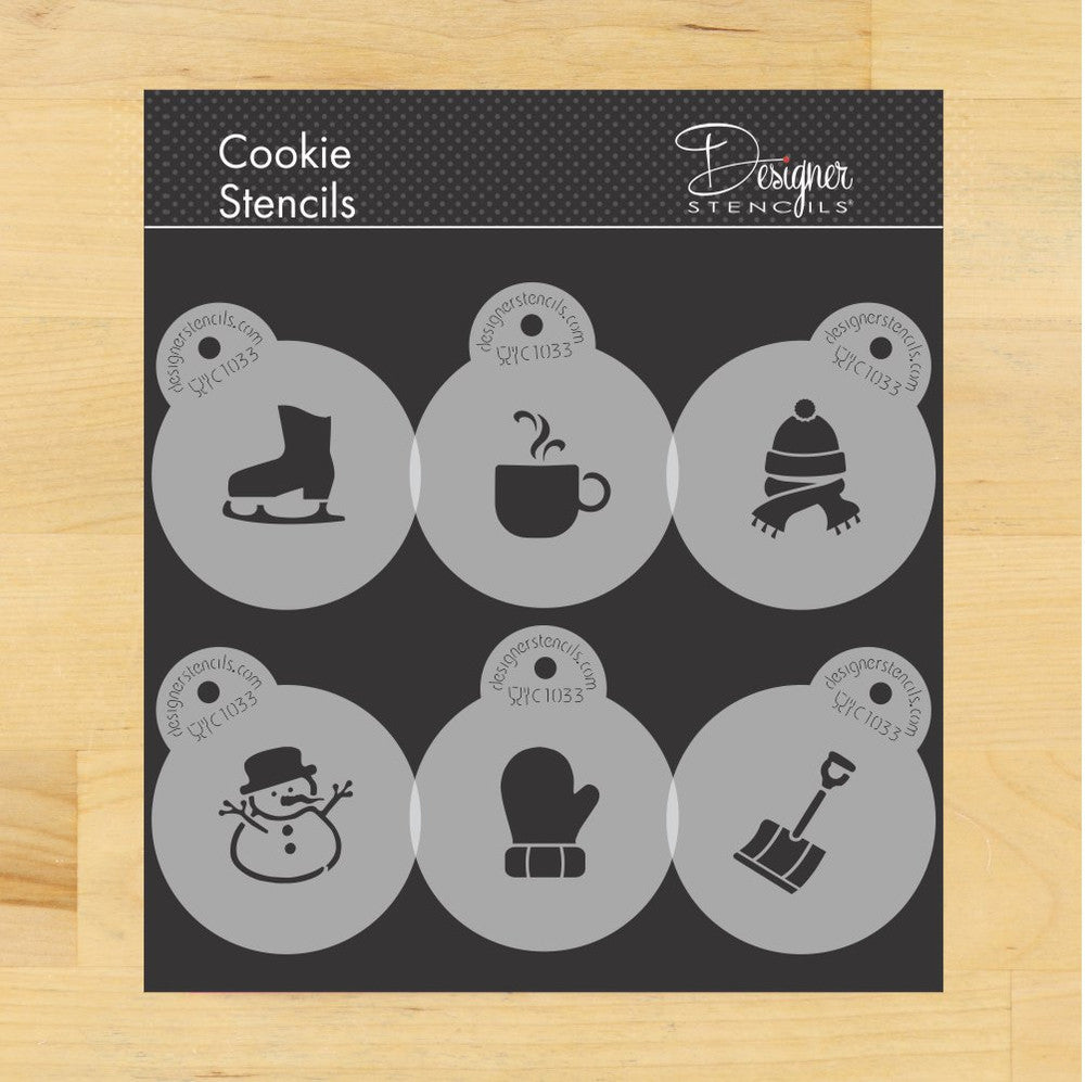 Winter Season Round Cookie Stencil Sets by Designer Stencils