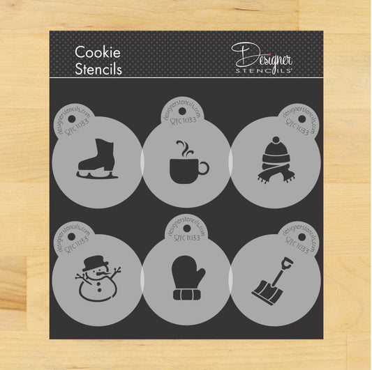 Winter Season Round Cookie Stencil Sets by Designer Stencils