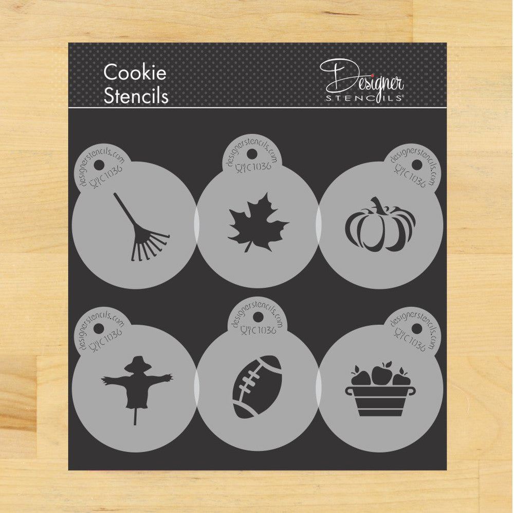 Fall Autumn Season Round Cookie Stencil Sets by Designer Stencils