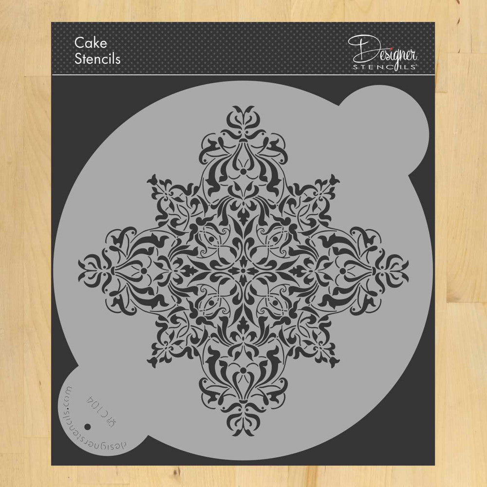 French Medallion 2 Cake Stencil Top by Designer Stencils
