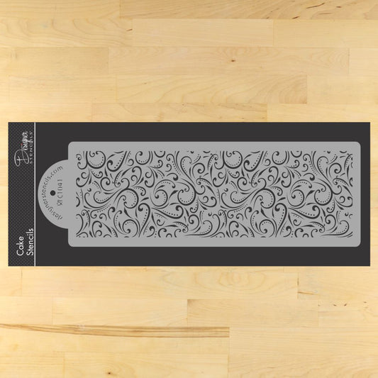 Swirls and Dots Cake Stencil Side
