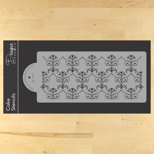 Beaded Elegant Damask Cake Stencil Side by Designer Stencils