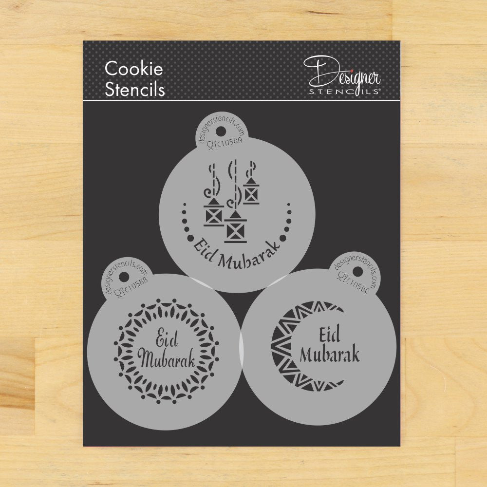 Eid Mubarak 2 Round Cookie Stencil Set by Designer Stencils
