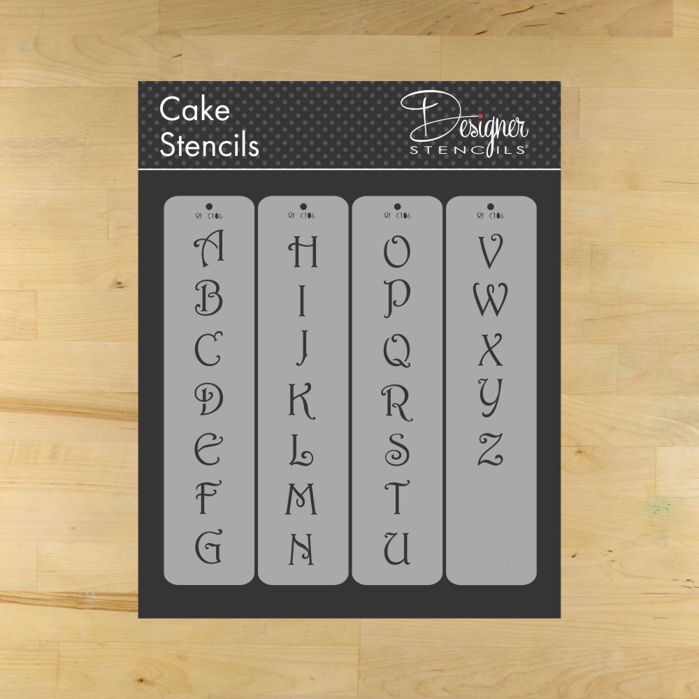 Contemporary Monogram Letters Cake Stencil Set by Designer Stencils