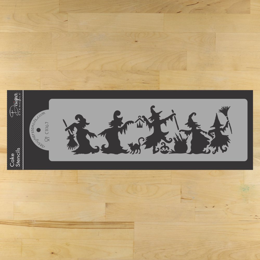 Dancing Witches Cake Stencil Side by Designer Stencils
