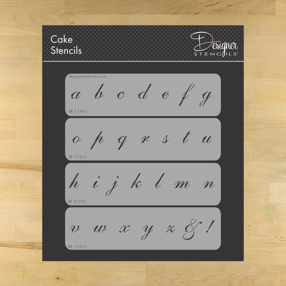 Script Style Alphabet Cake Stencil Set by Designer Stencils