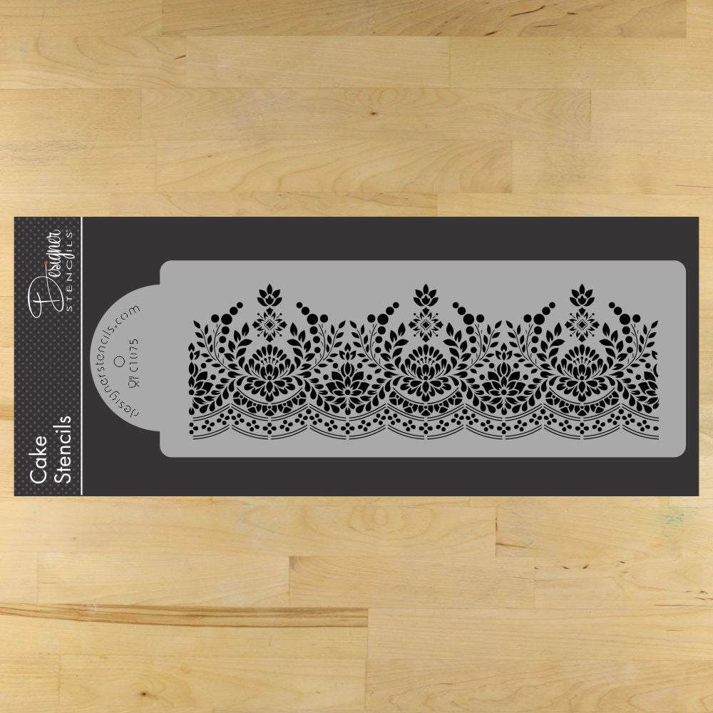 Antique Lace Cake Stencil Side by Designer Stencils