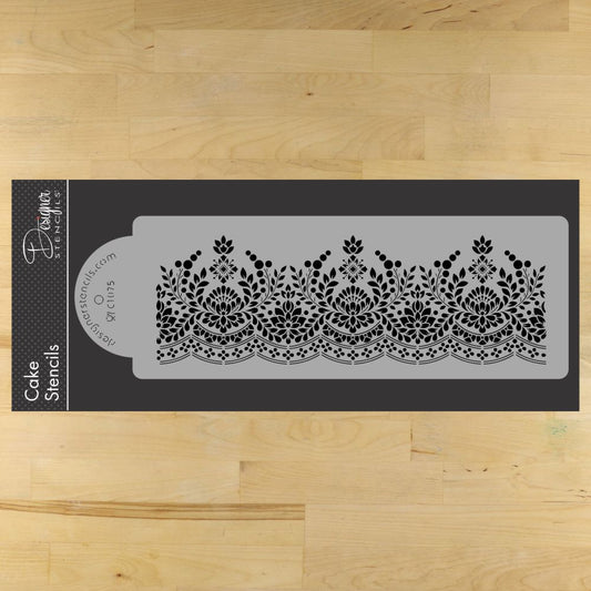 Antique Lace Cake Stencil Side by Designer Stencils