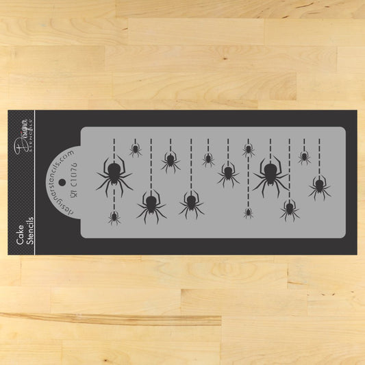 Hanging Spiders Cake Stencil Side by Designer Stencils