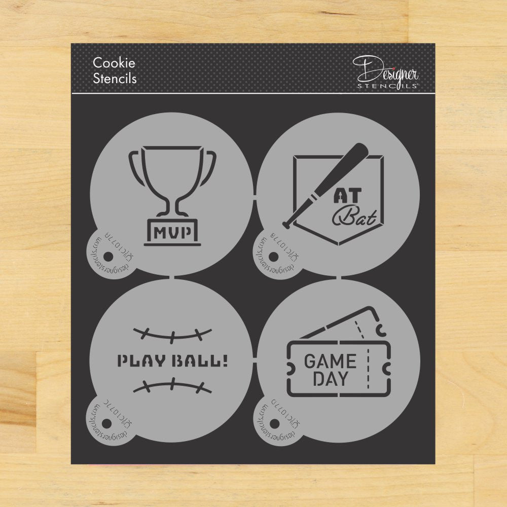 4" Sports Themed Round Cookie Stencil Set by Designer Stencils