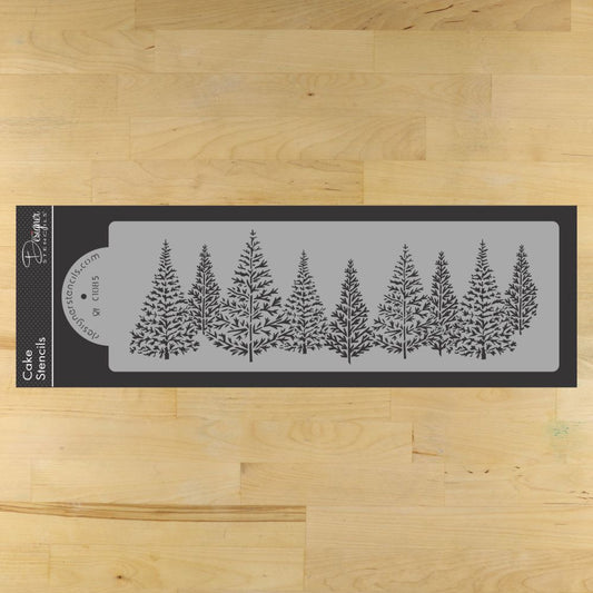 Pine Trees Cake Stencil Side by Designer Stencils