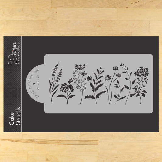 Wildflowers Cake Stencil Side by Designer Stencils