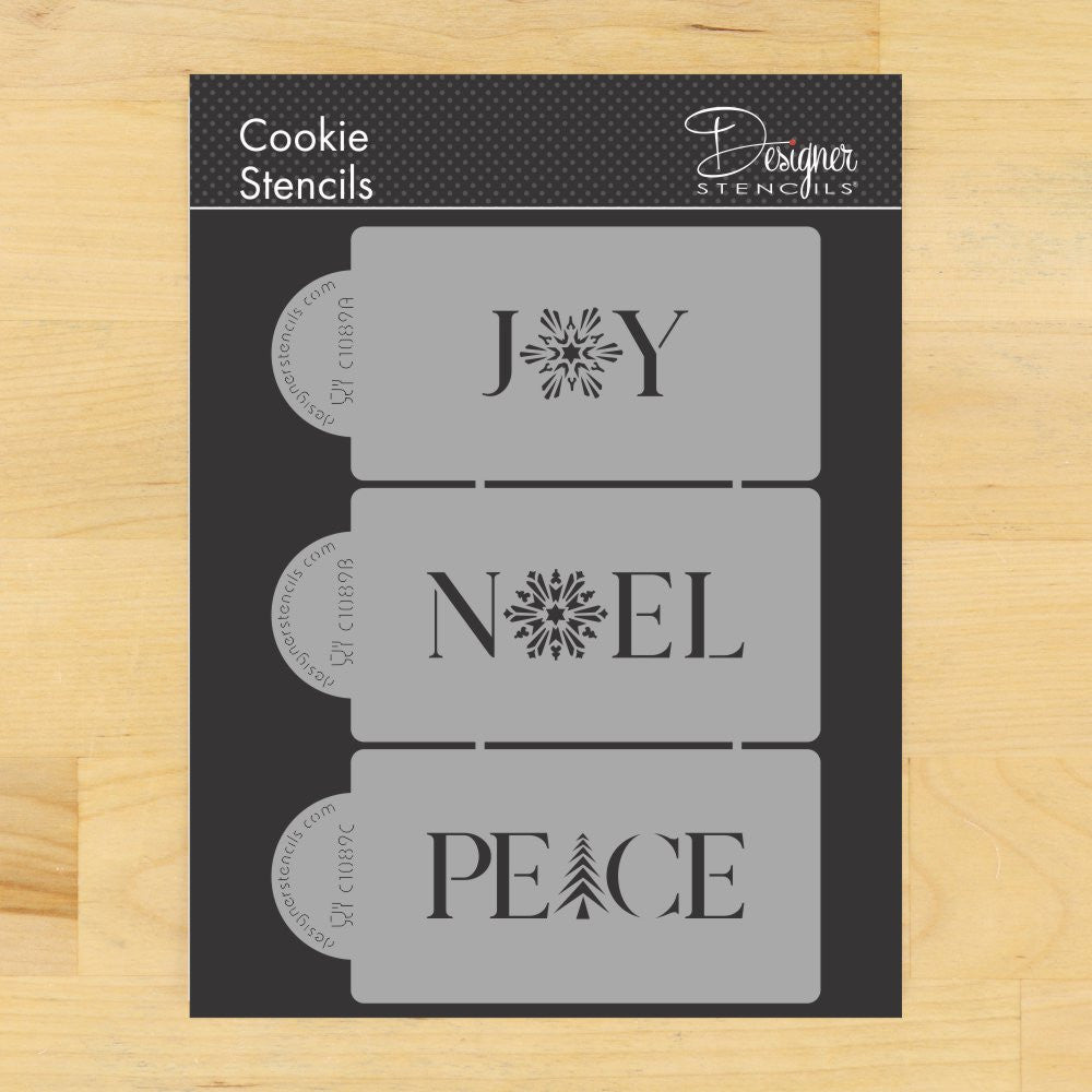 Joy Noel Peace Horizontal Cookie Stencil Set by Designer Stencils