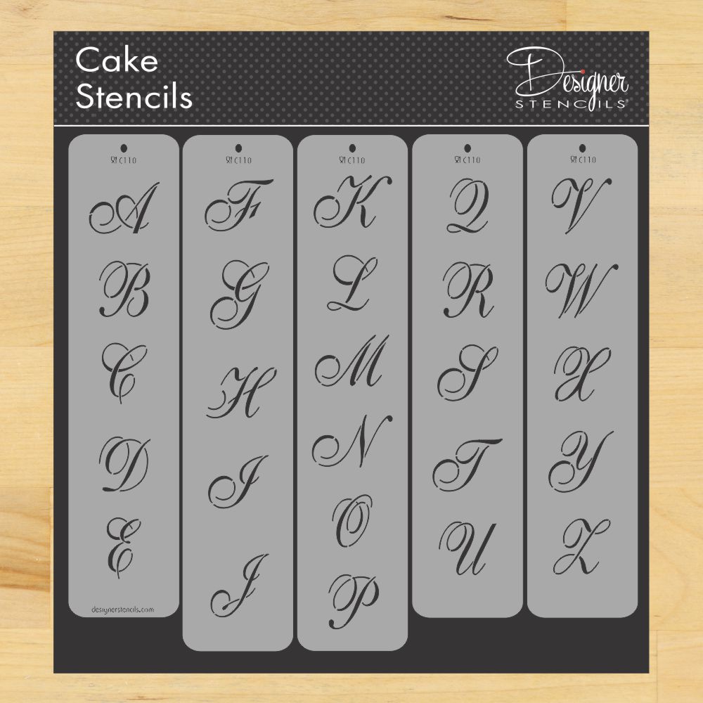 Script Letters 1 1/4 inch for Cakes by Designer Stencils