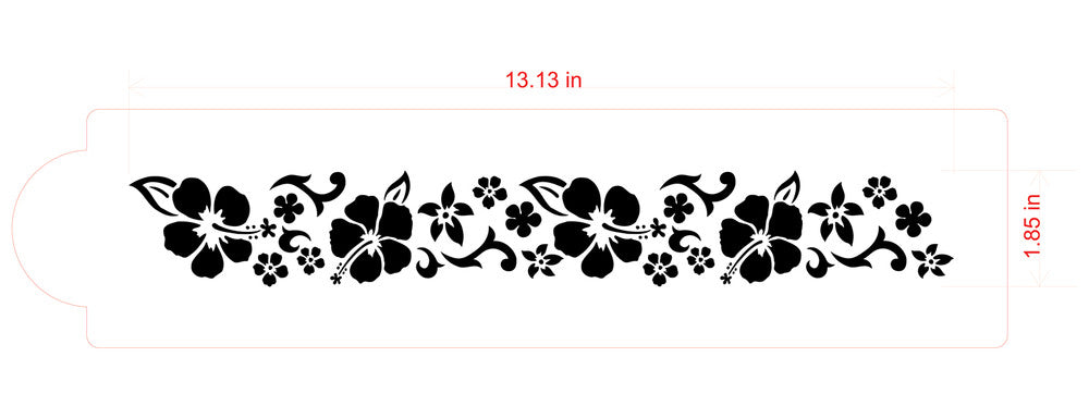 Hibiscus Cake Stencil Side by Designer Stencils SIZING