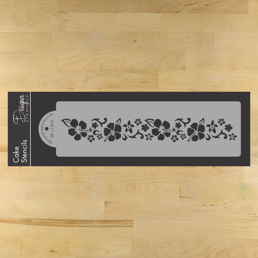 Hibiscus Cake Stencil Side by Designer Stencils