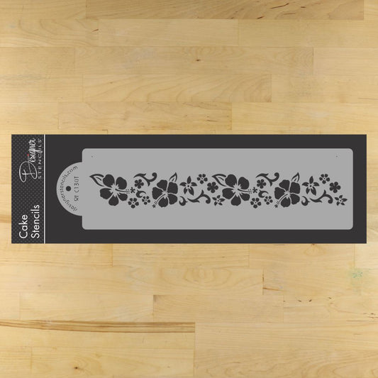 Hibiscus Cake Stencil Side by Designer Stencils